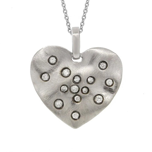 14k white gold diamond heart - 14k,