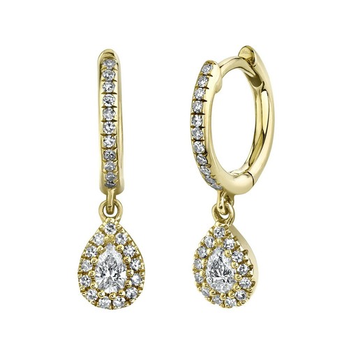 Pear diamond teardrop earrings - diamond,