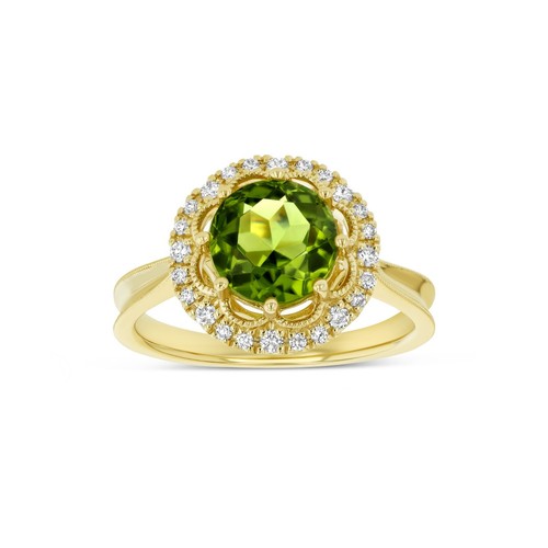 Peridot diamond ring 14k - diamond,
