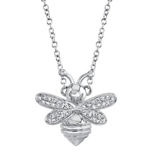 Diamond bee pendant necklace - bee,