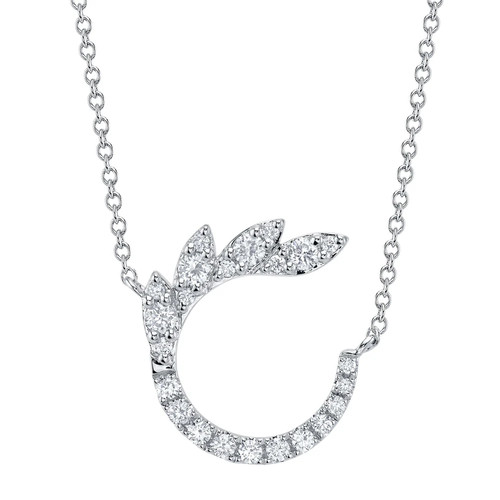 Diamond leaf pendant necklace - diamond,