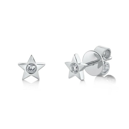 14k white gold diamond - gold, star